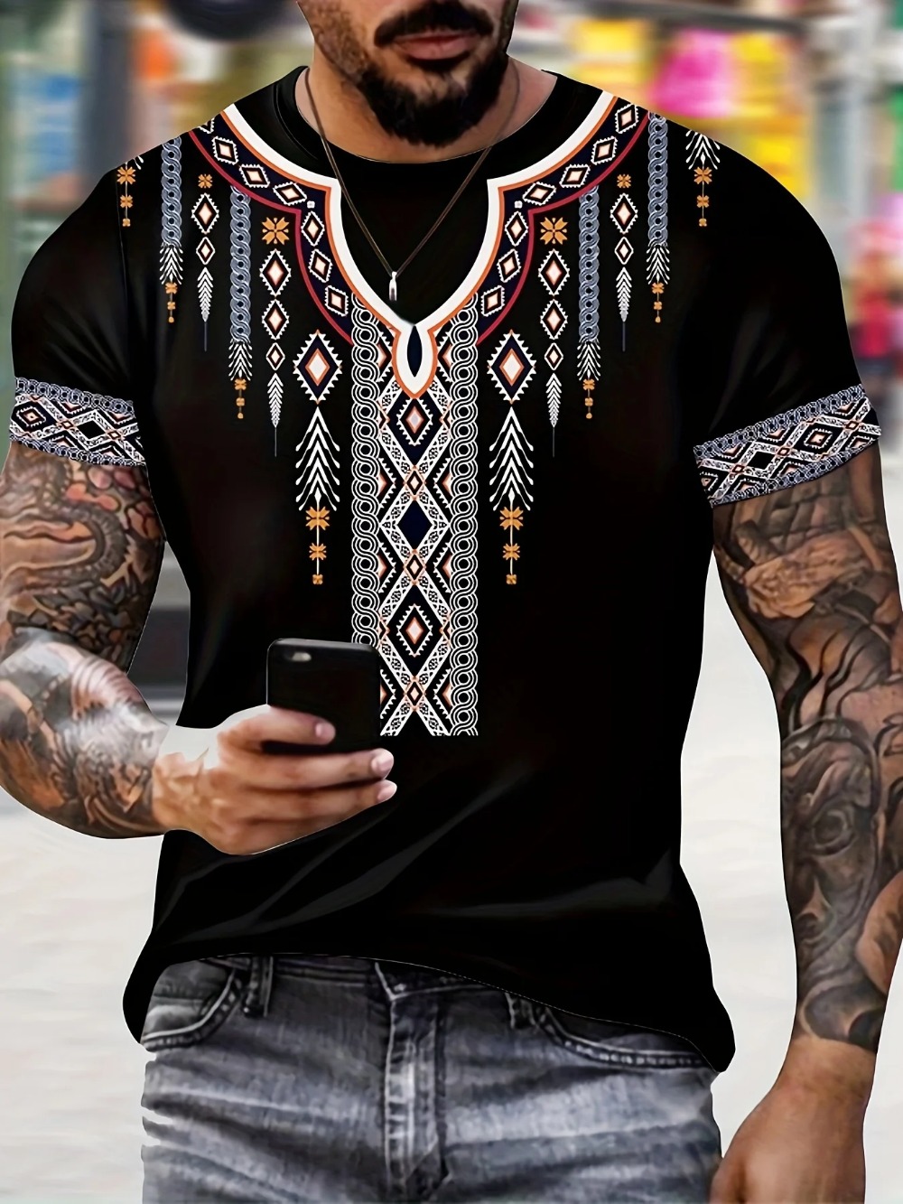 Y2K Ethnic Fashion - T-shirt Homme Sportif à Séchage Rapide