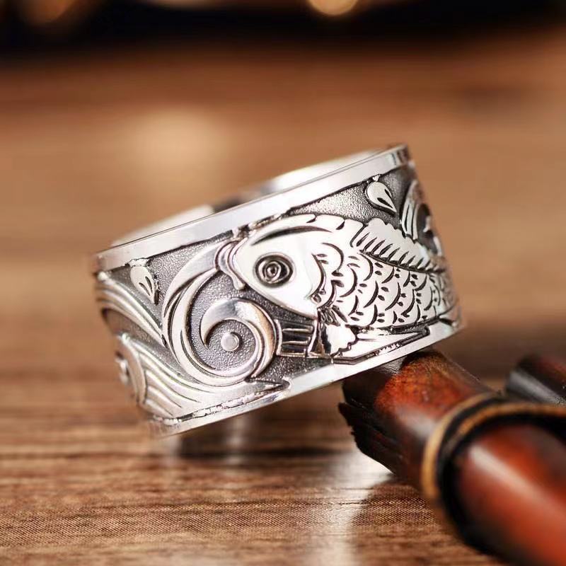 Ethnic Wear Men'S Fashion - Bague d'ouverture à motif de poisson