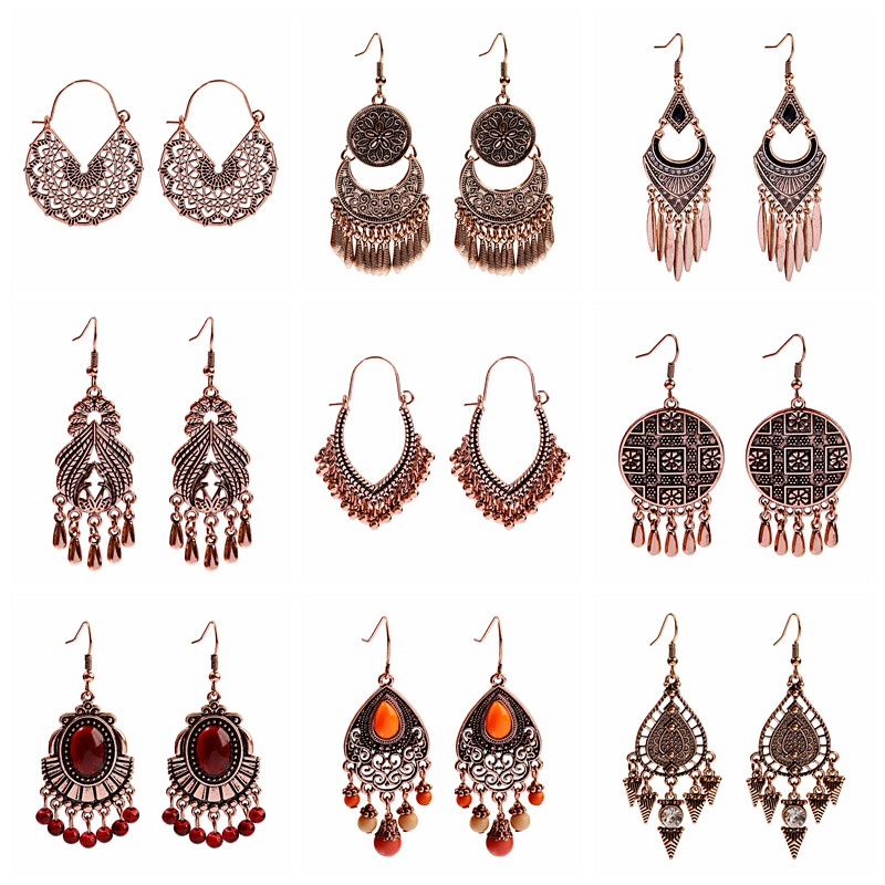 Ethnic Indian Fashion - Boucles d'Oreilles Vintage Boho pour Femme,