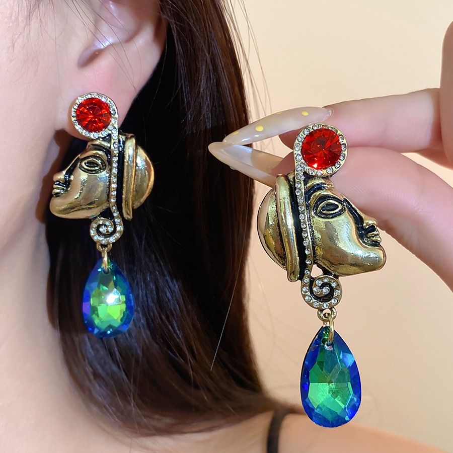 Y2K Ethnic Fashion - Boucles d'oreilles pendantes vintage en forme