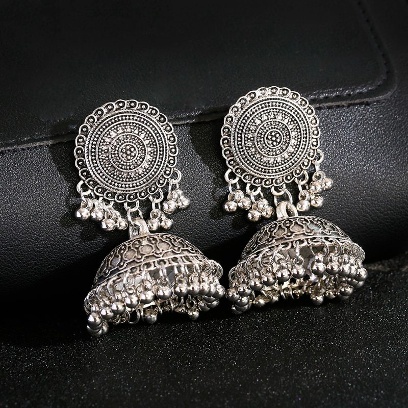 Ethnic Indian Fashion - Boucles d'Oreilles Ethniques en Argent pour