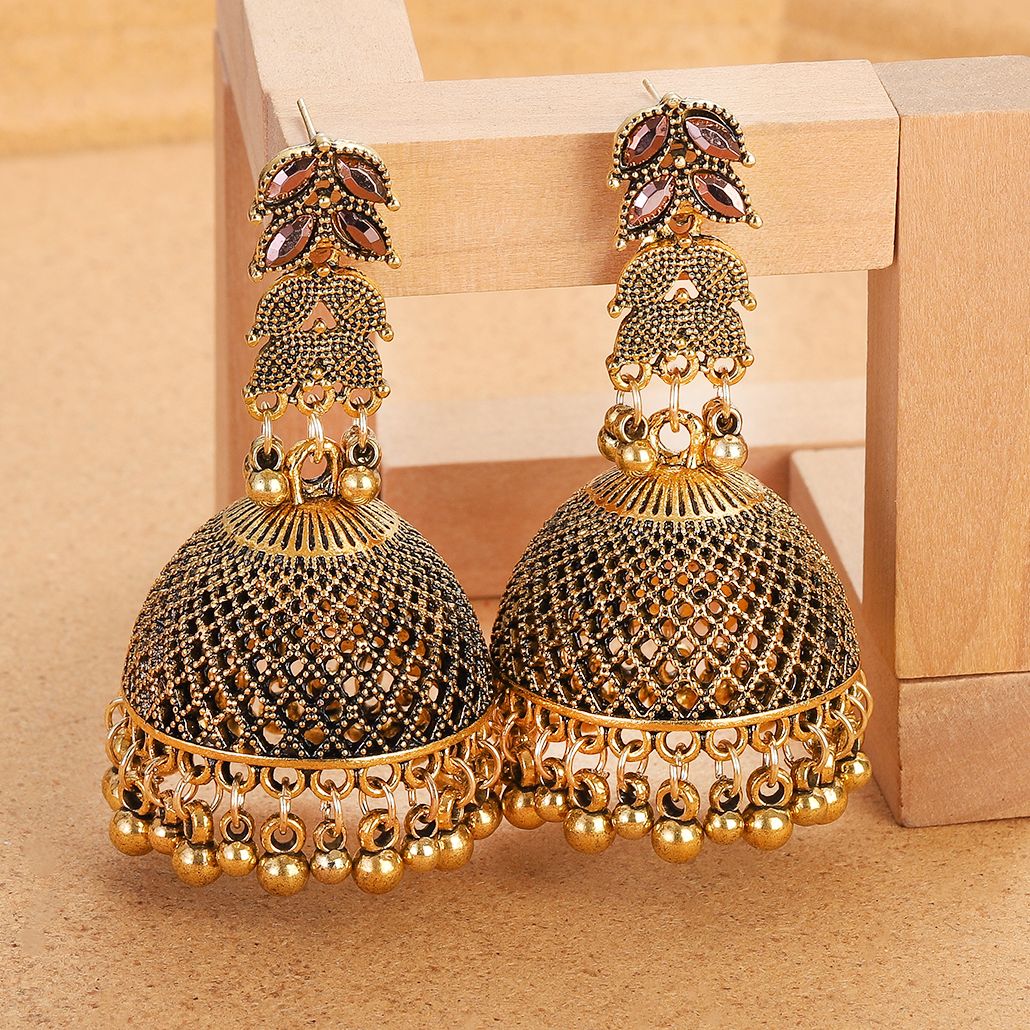 Ethnic Indian Fashion - Boucles d'oreilles ethniques couleur or pour