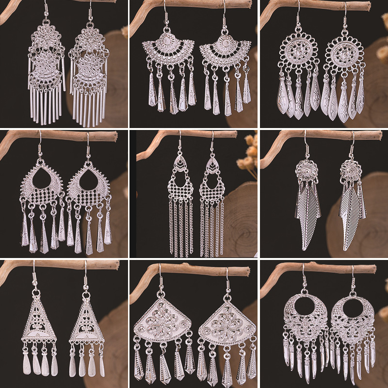 Ethnic Indian Fashion - Boucles d'oreilles ethniques Vintage pour femmes,