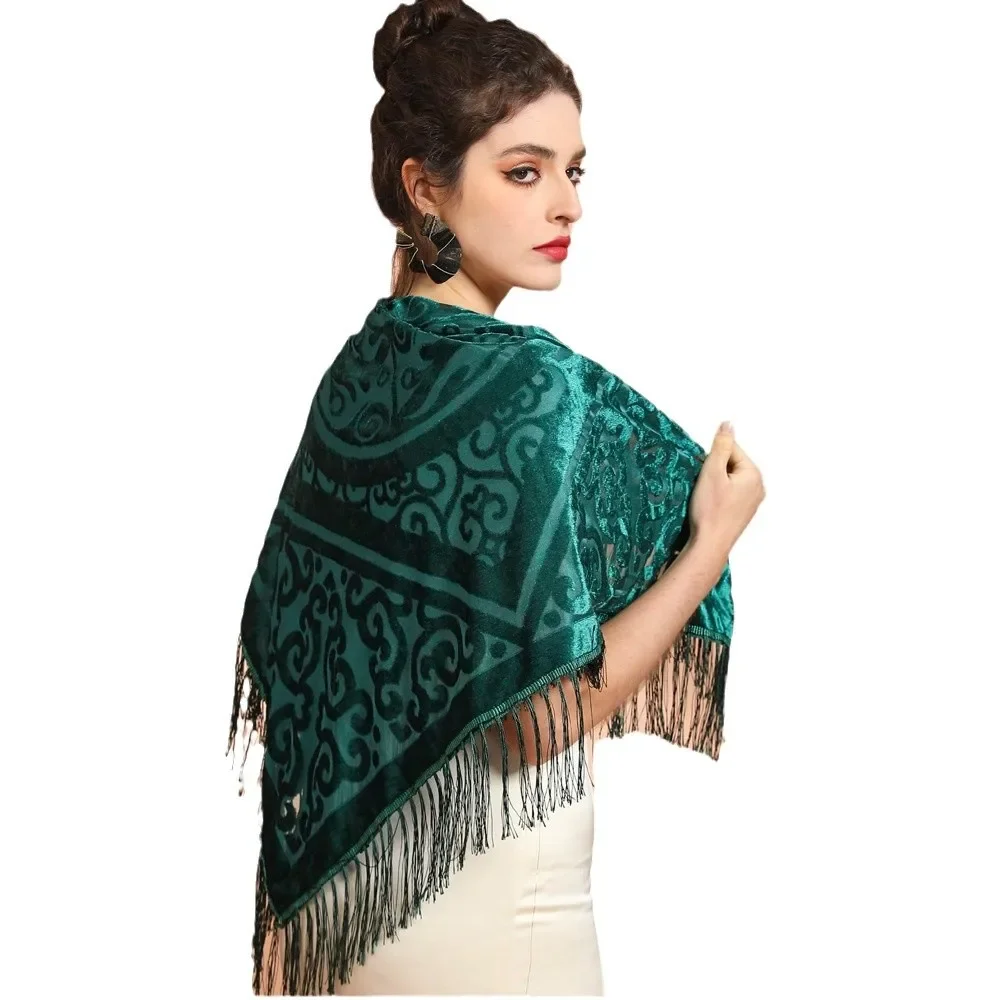 Ethnic Fashion Collection - Châle jacquard en velours AW25 avec