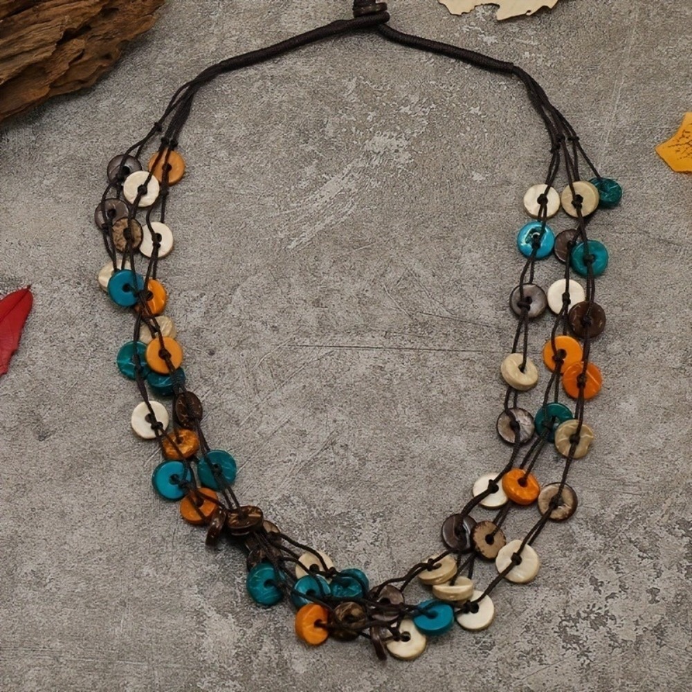 Y2K Ethnic Fashion - Collier ethnique bohème perlé, bijoux colorés