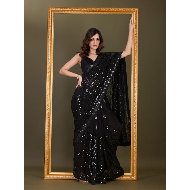 Sari en Georgette brodé de seq - Saree Georgette Women avis et prix